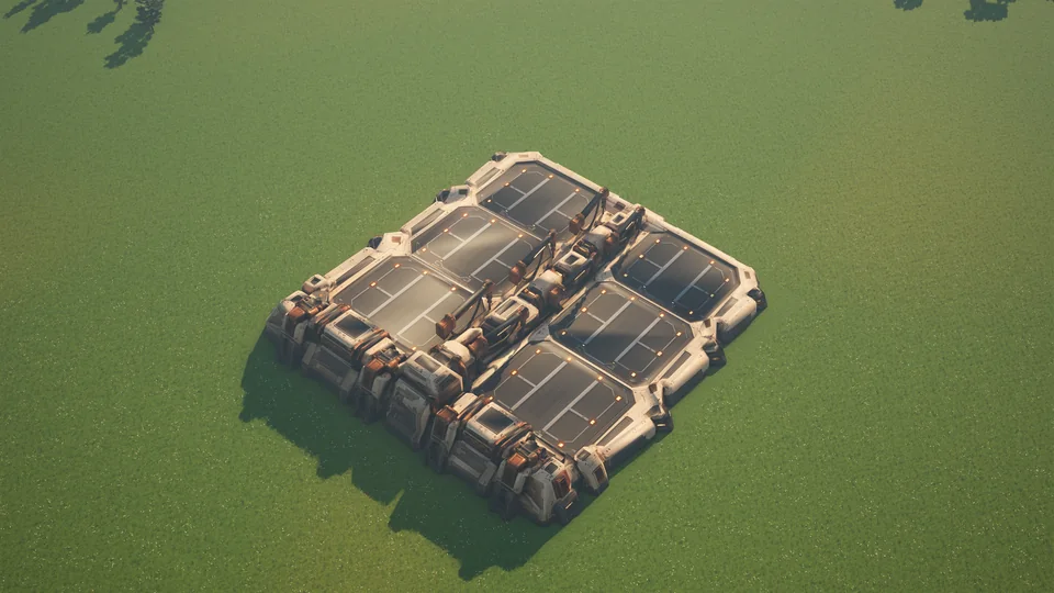 Sunhearth Refuelling station standing in Hearthland, viewed from above at a three-quarter angle