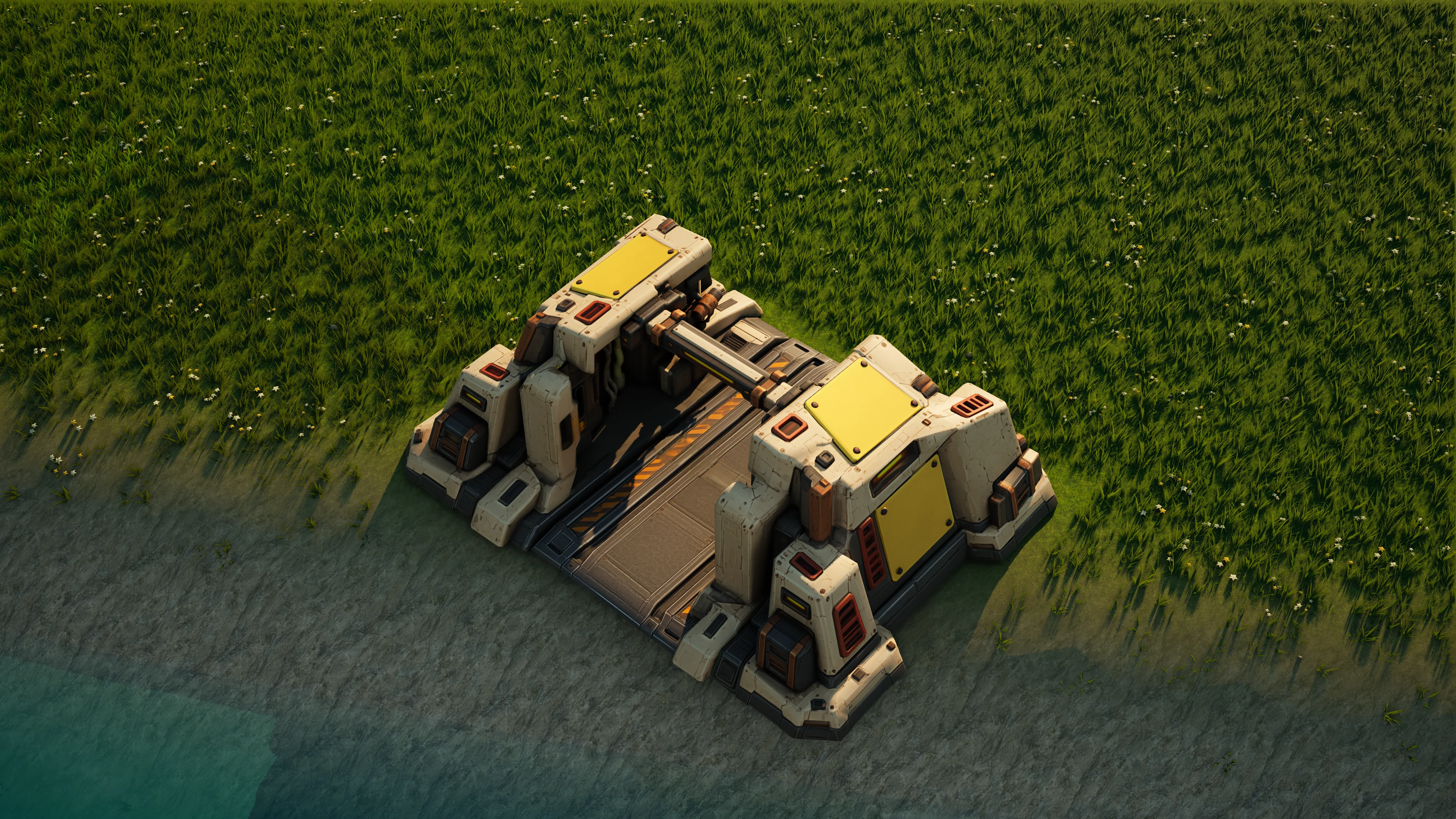 Sunhearth Repair depot in Hearthland, schräg von oben gesehen